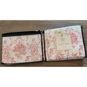 Noble Excellence Sabrina Red Toile Euro Shams NEW Vintage